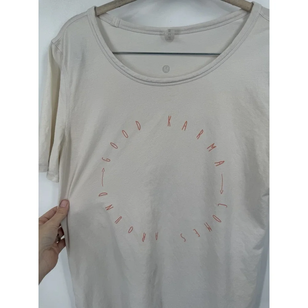 Lululemon Good Karma Goes Around T-shirt Women 8 Ivory Athleisure Athletic